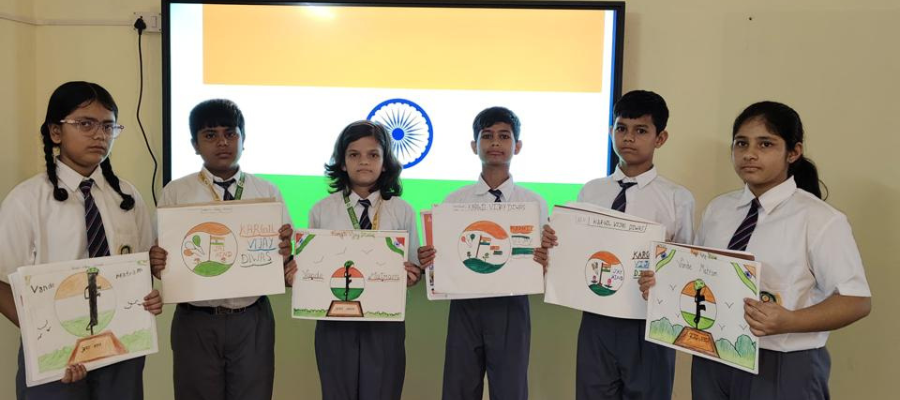 Kargil Vijay Diwas Poster Making Activity - School in Pithuwala