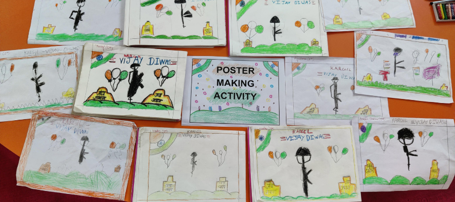 Kargil Vijay Diwas Poster Making Activity - School in Pithuwala
